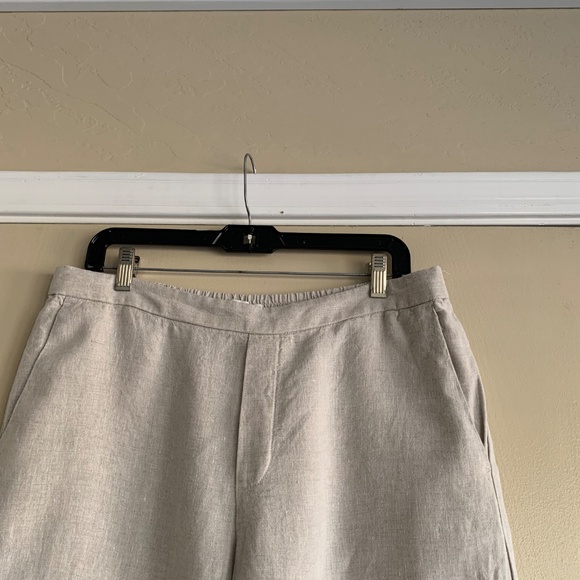 Madewell The Easy Pull On Pants Sz.L 100% Linen Wide Leg Pockets Neutral Cream - Picture 3 of 10